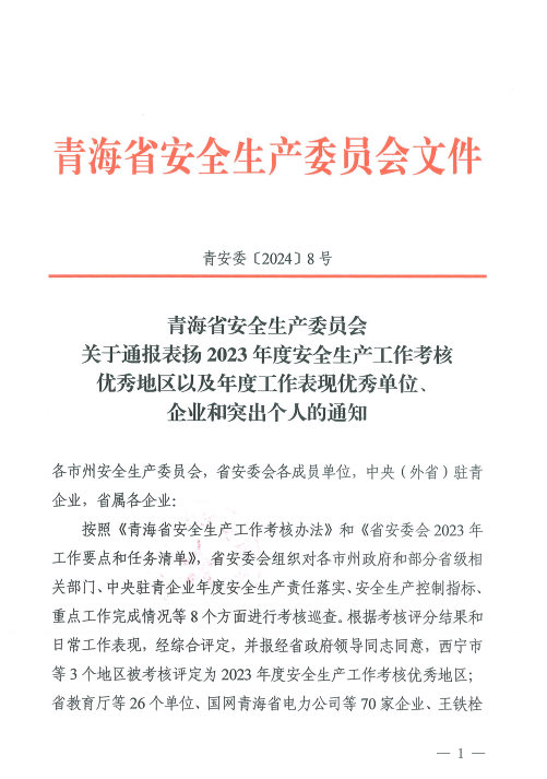 喜報(bào)！2023年度安全生產(chǎn)工作優(yōu)秀企業(yè)和突出個(gè)人名單揭曉！
